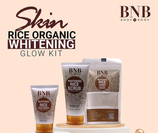 Unlock Radiant Skin: BnB's Rice Extract Bright & Glow Kit for Luxurious Skincare Pack OF 3